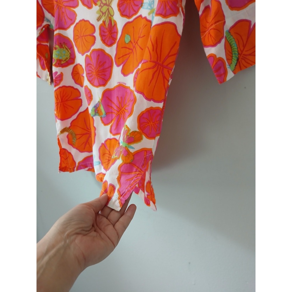 Gretchen Scott Girls Size 4/6 Blouse 3/4 Sleeve Floral Nature Animal 100% Cotton - Picture 4 of 12